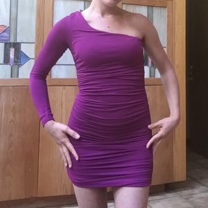 One Shoulder Purple Bodycon Dress Small Forever 21